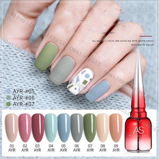 SET Sơn gel AS mã AYR mẫu chai đỏ nhọn 9 chai 15ml siêu HOT siêu xịn