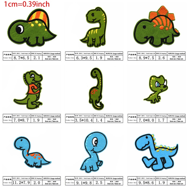 14 Sticker Ủi Thêu Hình Khủng Long Hoạt Hình