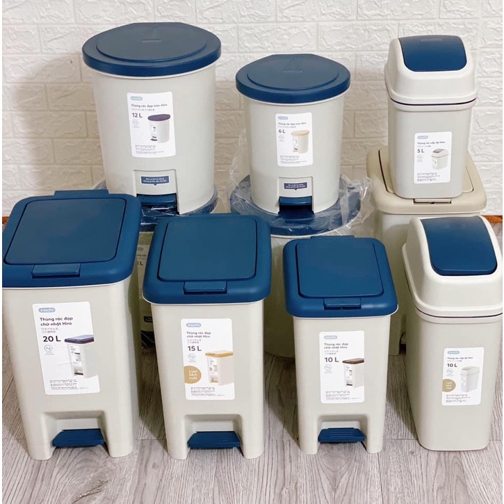 Thùng rác INOCHI đạp chữ nhật 10L-15L-20L-30L, đạp tròn 6L-12L,nắp lật 5L-10L-15L