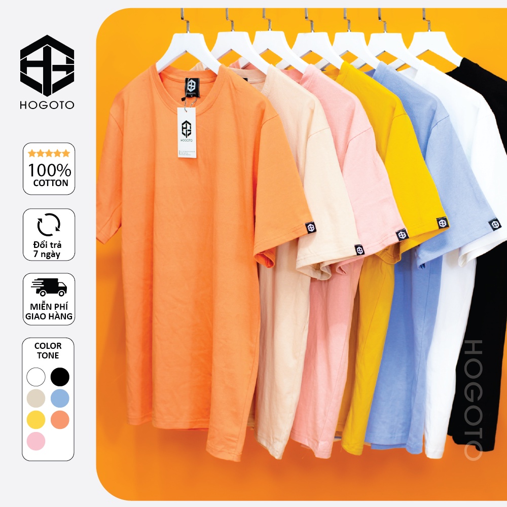 Áo thun Trơn basic Hogoto shop , Áo thun unisex nam nữ form rộng oversize chất liệu Cotton 10 màu | BigBuy360 - bigbuy360.vn
