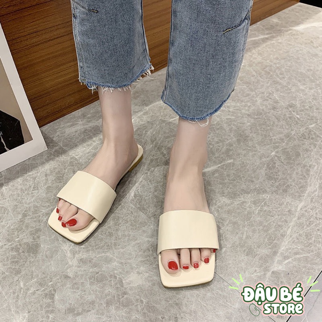 Dép Lê Quai Ngang Hm Nữ Cao Cấp - Dép Da Hở Mũi Đế Bệt Trơn Phong Cách Thời Trang Sang Chảnh - Daube - D004