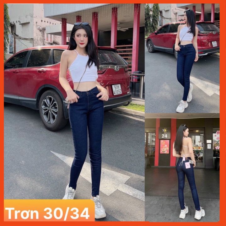 Quần Jean Nữ Lưng Cao, co giãn ❤️Jean nữ lưng cao siêu hack dáng cao cấp❤️ Quần Bò Nữ Trơn Thời Trang