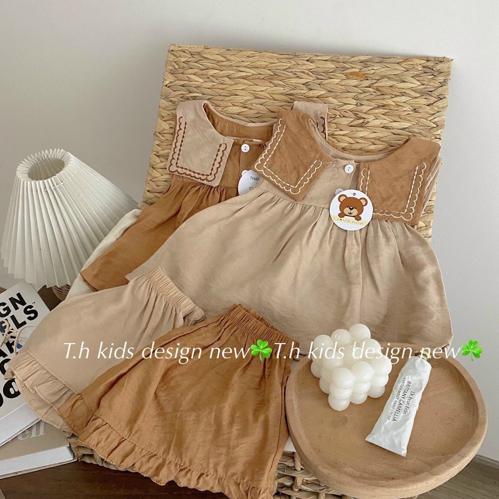 Bộ đũi viền lượn bé gái