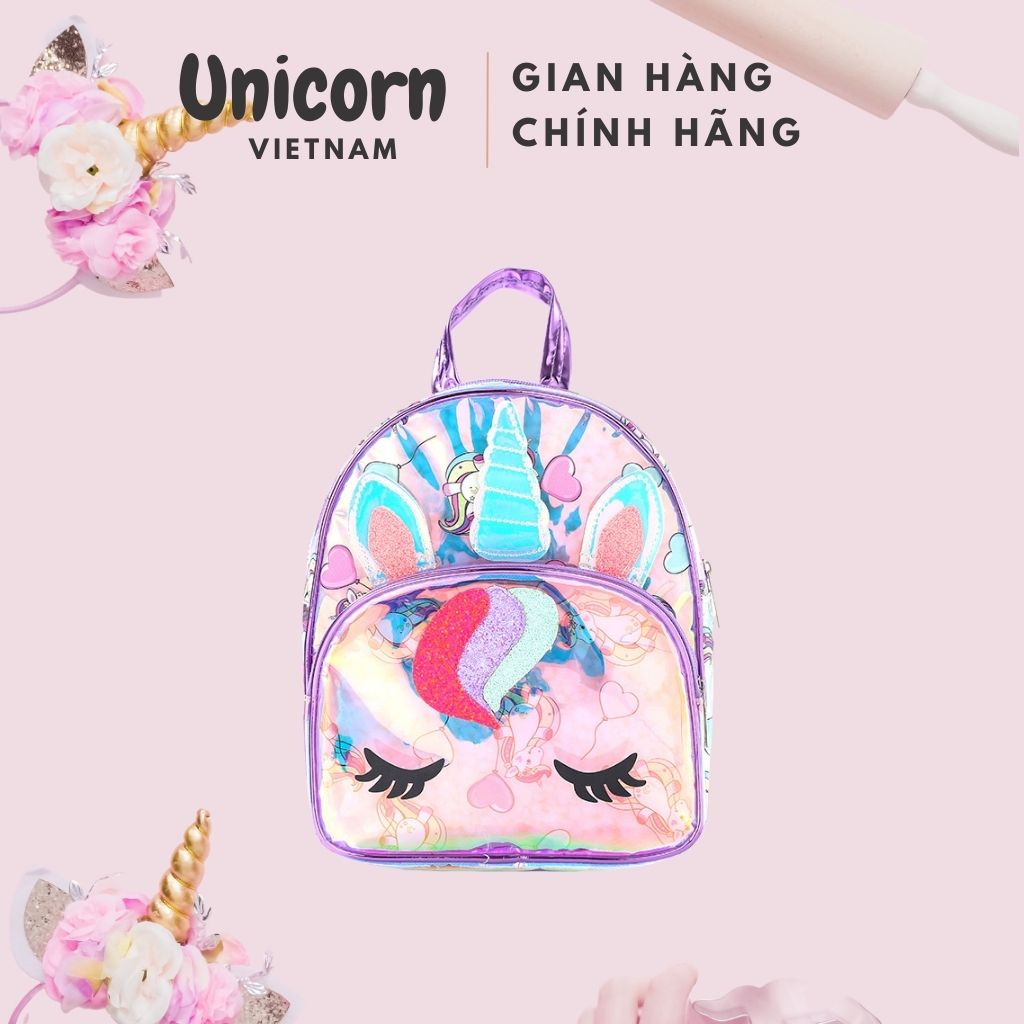 Balo túi nữ đi học cho bé gái giá rẻ da bóng kỳ lân Unicorn Vietnam