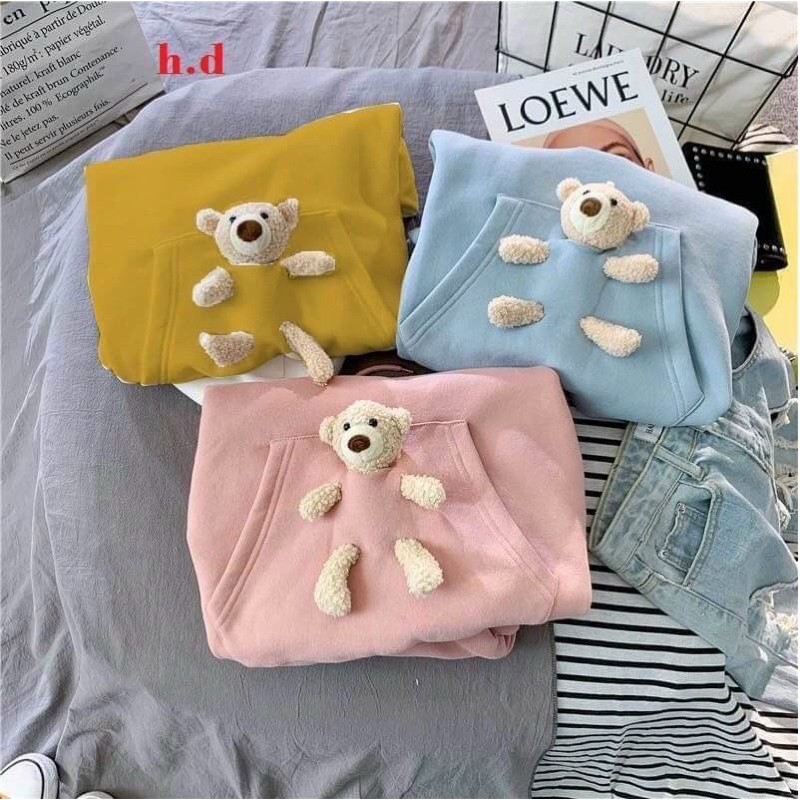 áo hoodie nỉ túi gấu, áo hôdie nỉ mũ túi gấu bông Alat