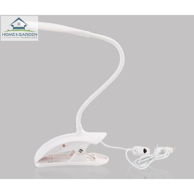 Đèn led học tập và đọc sách cổng usb có đế kẹp (màu trắng) - Home and Garden