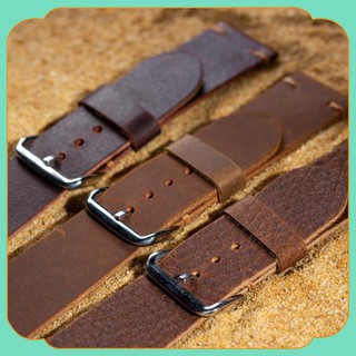 Dây đồng hồ da bò vintage handmade màu xanh rêu