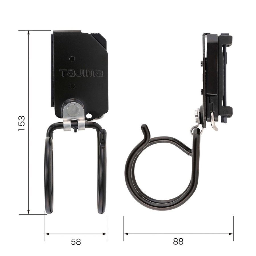Móc đeo máy khoan, móc búa đen Tajima 99% (có tặng kèm bát đeo móc)