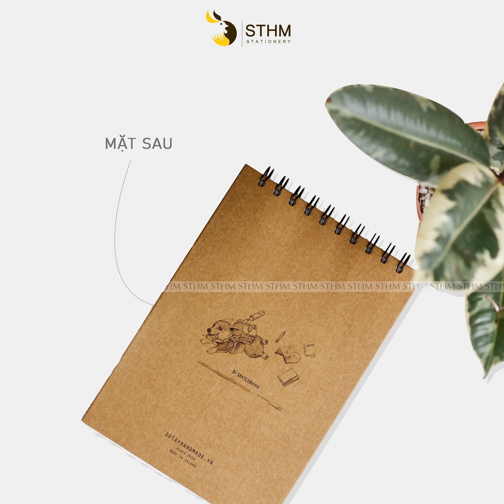 [STHM stationery] - Bí sketchbook - Vẽ marker, vẽ chì, vẽ artline - 130 trang kem 190gsm - Bìa bồi carton