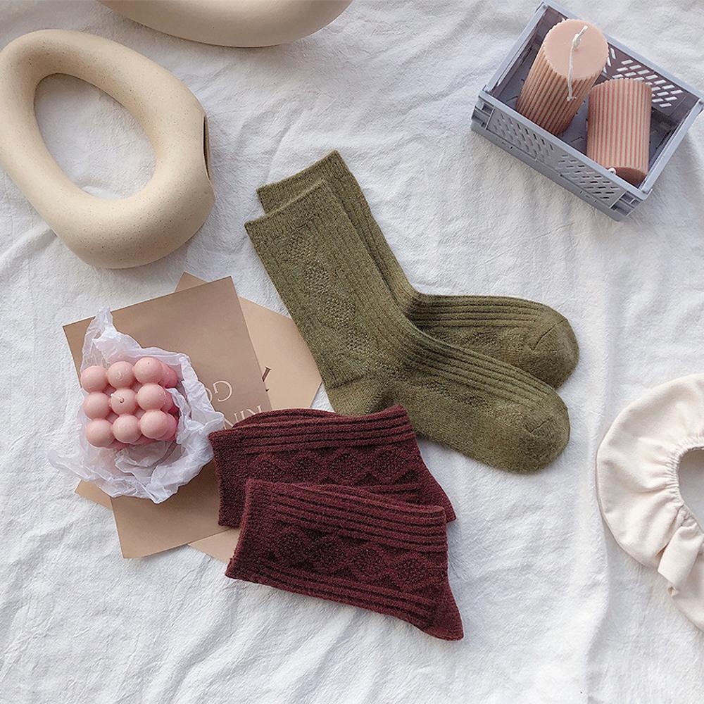 Đôi Tất Dệt Kim Màu Ngà Phong Cách Retro Thời Trang Mùa Thu Giản Dị Thoáng Mát