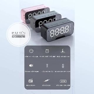 Loa Bluetooth AMOI Kiêm Đồng Hồ Báo Thức (Mặt Gương Hiển Thị Đèn Led - Đài FM - Nhiệt Độ ... )