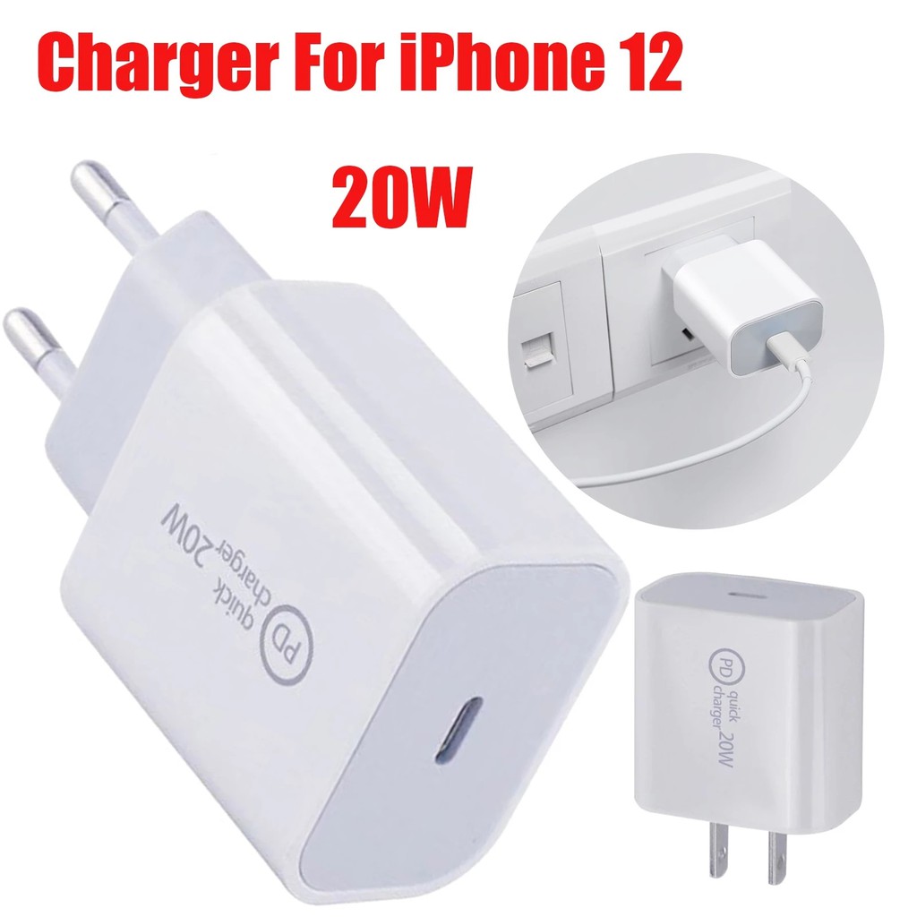 20W PD Phone Charger Adapter For iPhone 12 Pro Max X XR Lightning Power Adapter Charger Type C Fast Charging Power UK EU US Plug iPhone Charger 20w PD Bộ Sạc Nhanh