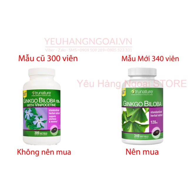 Ginkgo Biloba 120mg 340 viên Trunature của Mỹ.