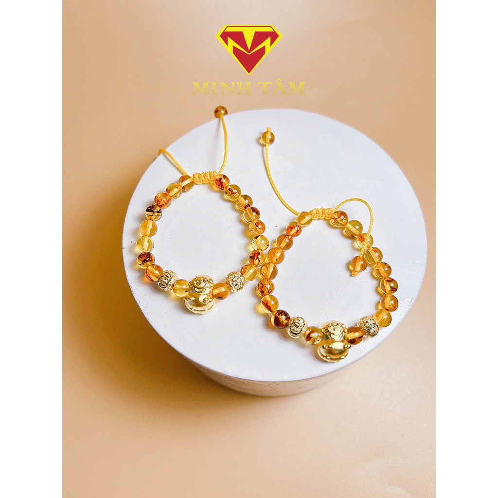 Vòng hổ #phách con giáp trâu bạc mạ vàng mẫu mới Tân Sửu 2021- Minh Tâm Jewelry