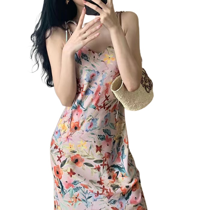 Đầm Hoa Thời Trang Mùa Hè Retro Hàn Quốc Dành Cho Nữ