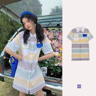 「Hàng sẵn - Original」Iris Fashion IDB030 Rainbow candy dress Đầm nữ thời trang
