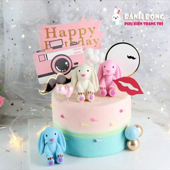 Set Cắm HPBD Máy Ảnh trang trí Bánh Sinh Nhật cho Bé Phụ Kiện Bánh Kem