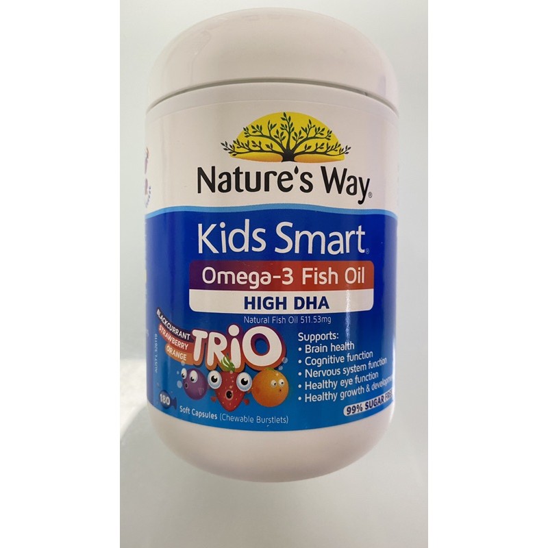 Natures Way Kids Smart Omega-3 Fish Oil.Bổ Sung DHA,EPA Phát Triển Trí Não,Mắt.Lọ 180v