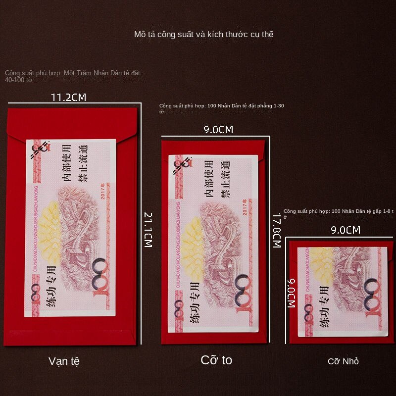Set 10 Bao Lì Xì Dám Cưới Thiệp Cưới Màu Đỏ Phối Tua Rua Sang Trọng