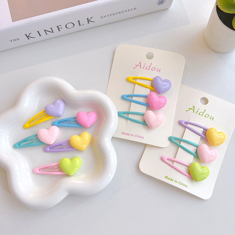 Set 3 Kẹp Tóc Màu Sắc Ngọt Ngào Dễ Thương Cho Bé Gái