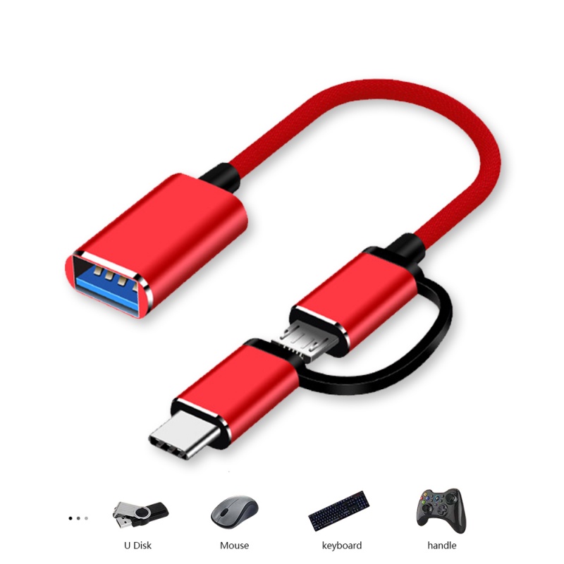 Cáp dữ liệu FONKEN OTG 2 trong 1 chuyển đổi Type-C Micro-USB sang USB 2.0