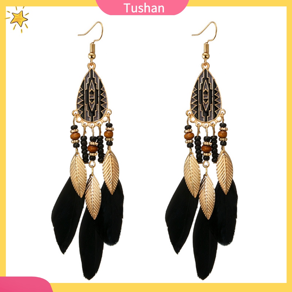 Khuyên tai lông vũ phong cách cổ điển thanh lịch dành cho nữ