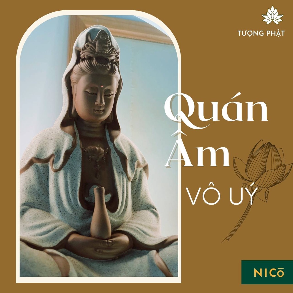 Tượng Phật Gốm Quan Âm Vô uý - Chất liệu Gốm Tử Sa Cao Cấp