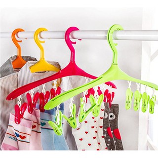 Móc phơi 8 kẹp màu hồng -màu xanh