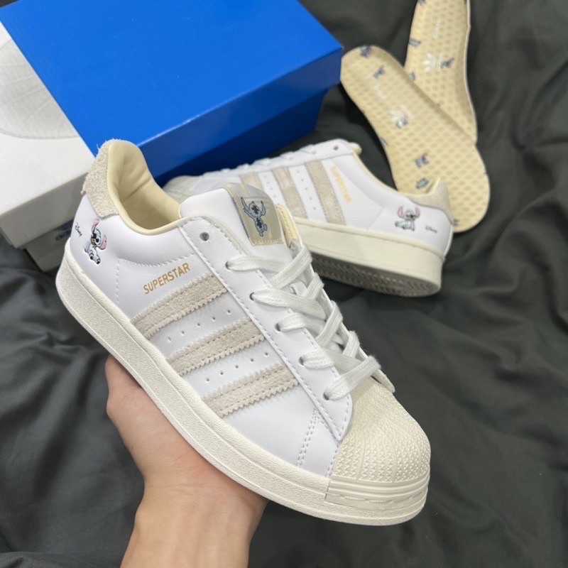 | CÓ SẴN - ẢNH THẬT |Giày thể thao adidas superstar sò disney trắng sọc nỉ bản mới 2022