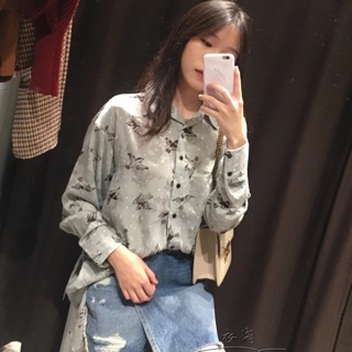 Áo sơ mi zara hoạ tiết chim