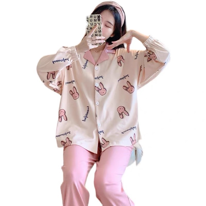 Bộ Ngủ Pijama Nữ Dài Tay Mặc Nhà Thu Đông Kate Loại 1 Thỏ Hồng | BigBuy360 - bigbuy360.vn