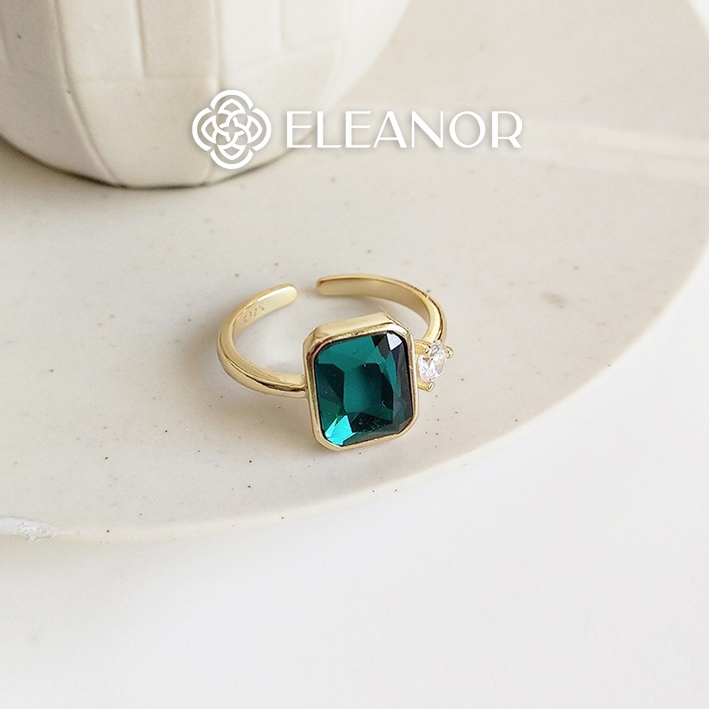 Nhẫn Bạc Eleanor Đính Đá Zircon Emerald Xanh Tinh Tế - SP000076