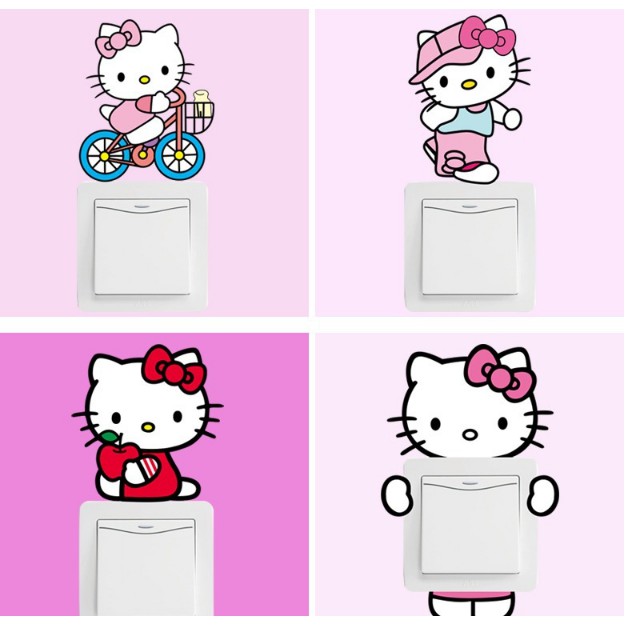 Decal dán công tắc ĐÈN - hình Hello Kitty