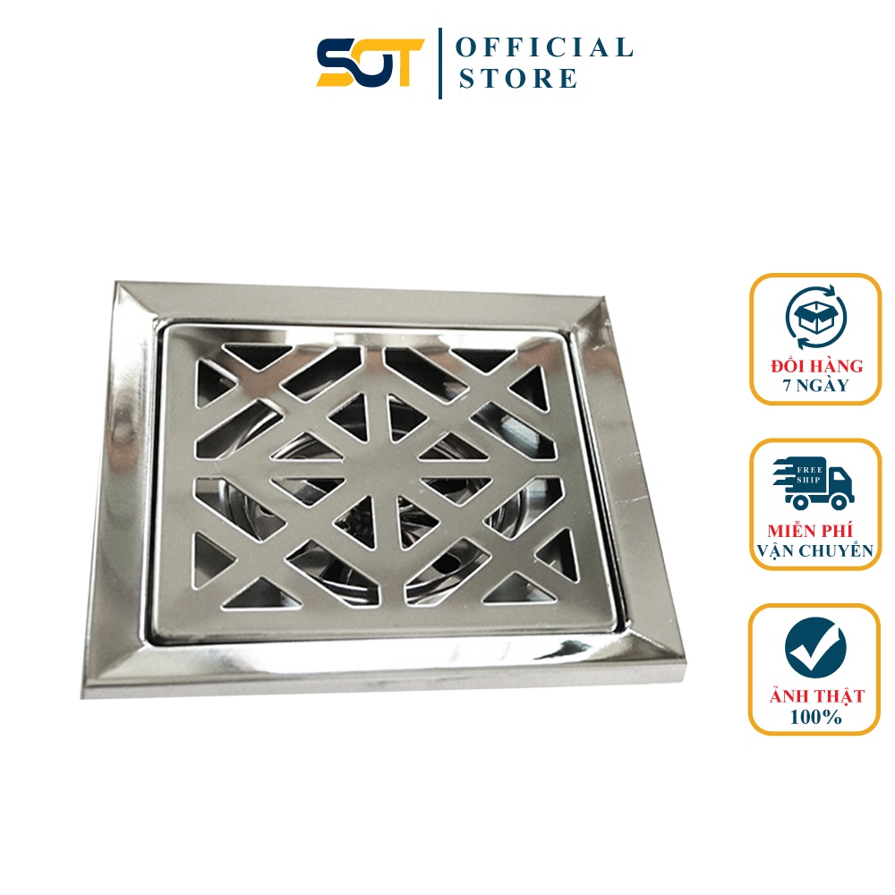 Hố ga thoát sàn, phễu sàn inox 201 giá rẻ 15x15cm (lọc rác) vuông lắp đặt nhà vệ sinh