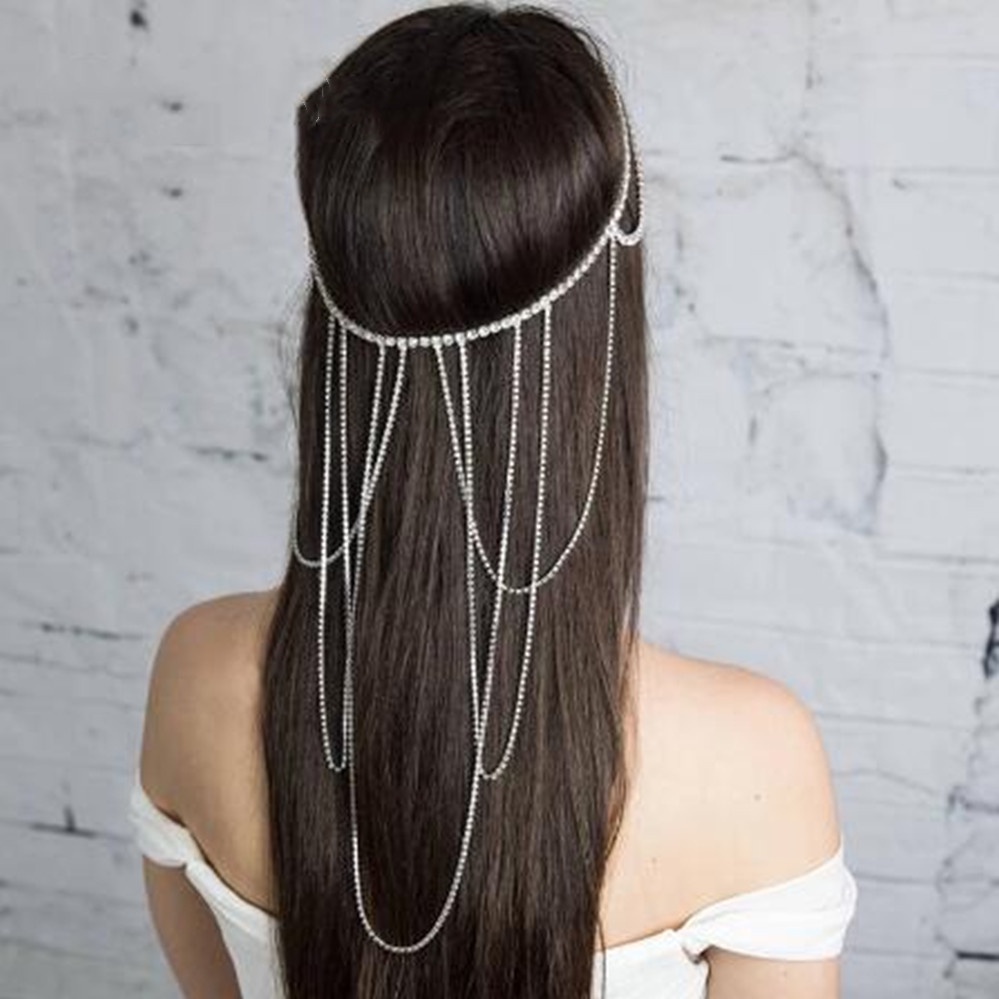 Chuỗi dây trang trí tóc đính đá phong cách phương Tây