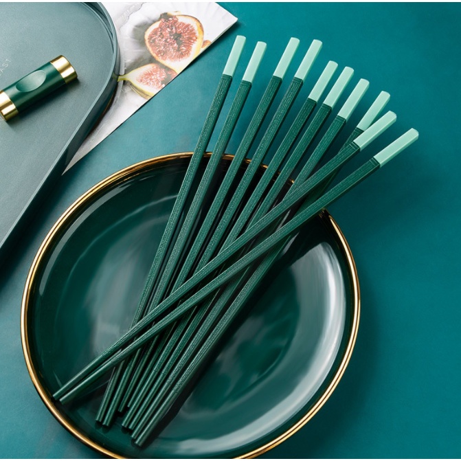 Bộ 5 đôi đũa hợp kim họa tiết tối giản T16