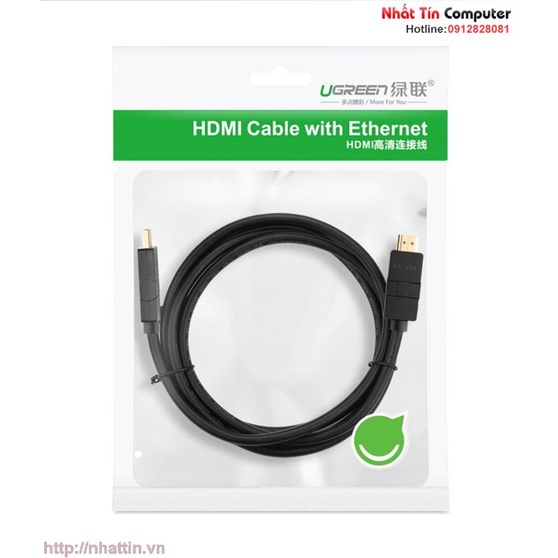Cáp HDMI 2m đầu xoay 180 độ hỗ trợ full HD 4Kx2K chính hãng Ugreen 10126