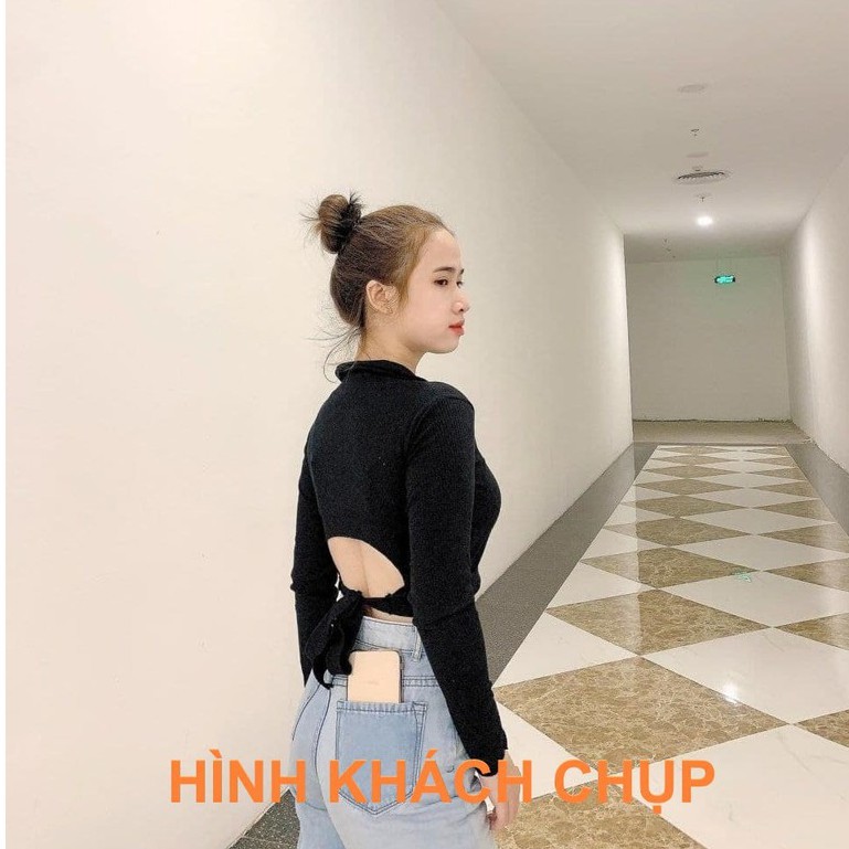 Áo croptop buộc nơ sau kèm mút ngực huyền thoại N06101