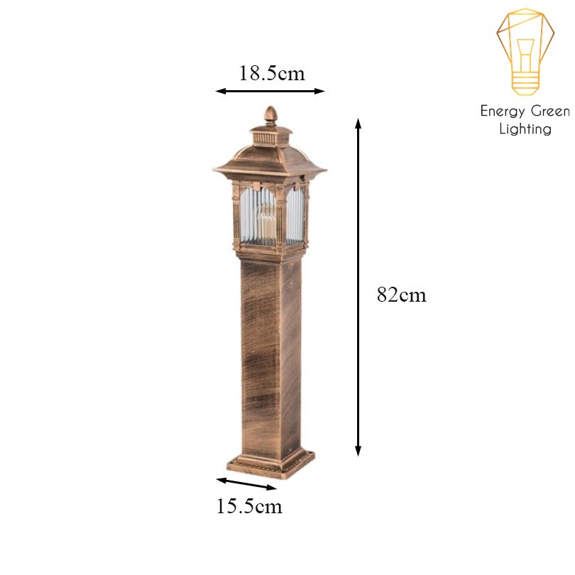 Đèn Cột Trang Trí Sân Vườn Cổ Điển Energy Green Lighting DSV-1172 Chống Nước - Chiều Cao 82cm - Cắm Điện 220V - Kèm Bóng