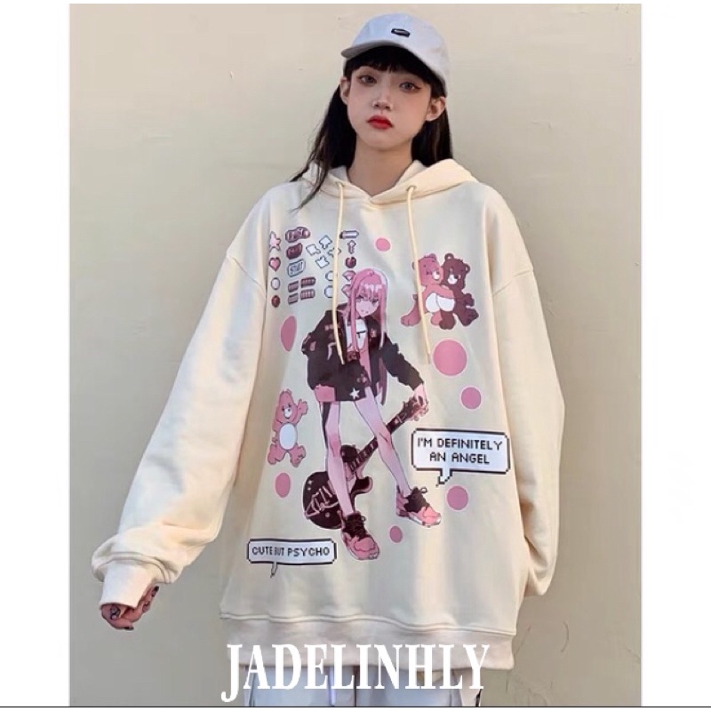 Áo hoodie nelly nỉ sale (có sẵn) anime but psycho