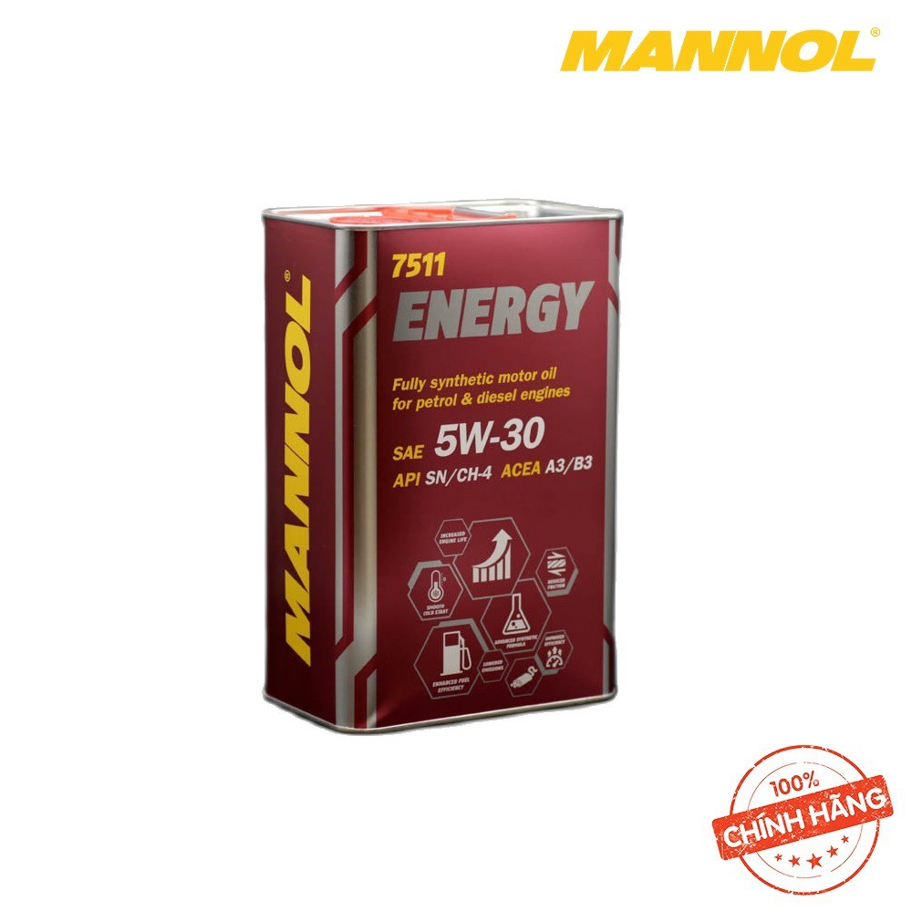 [PRO] Nhớt MANNOL 7511 Energy 5W-30 SN/CH-4 | 1 LÍT Tổng Hợp Toàn Phần Chứa Ester- NHẬP KHẨU TỪ ĐỨC