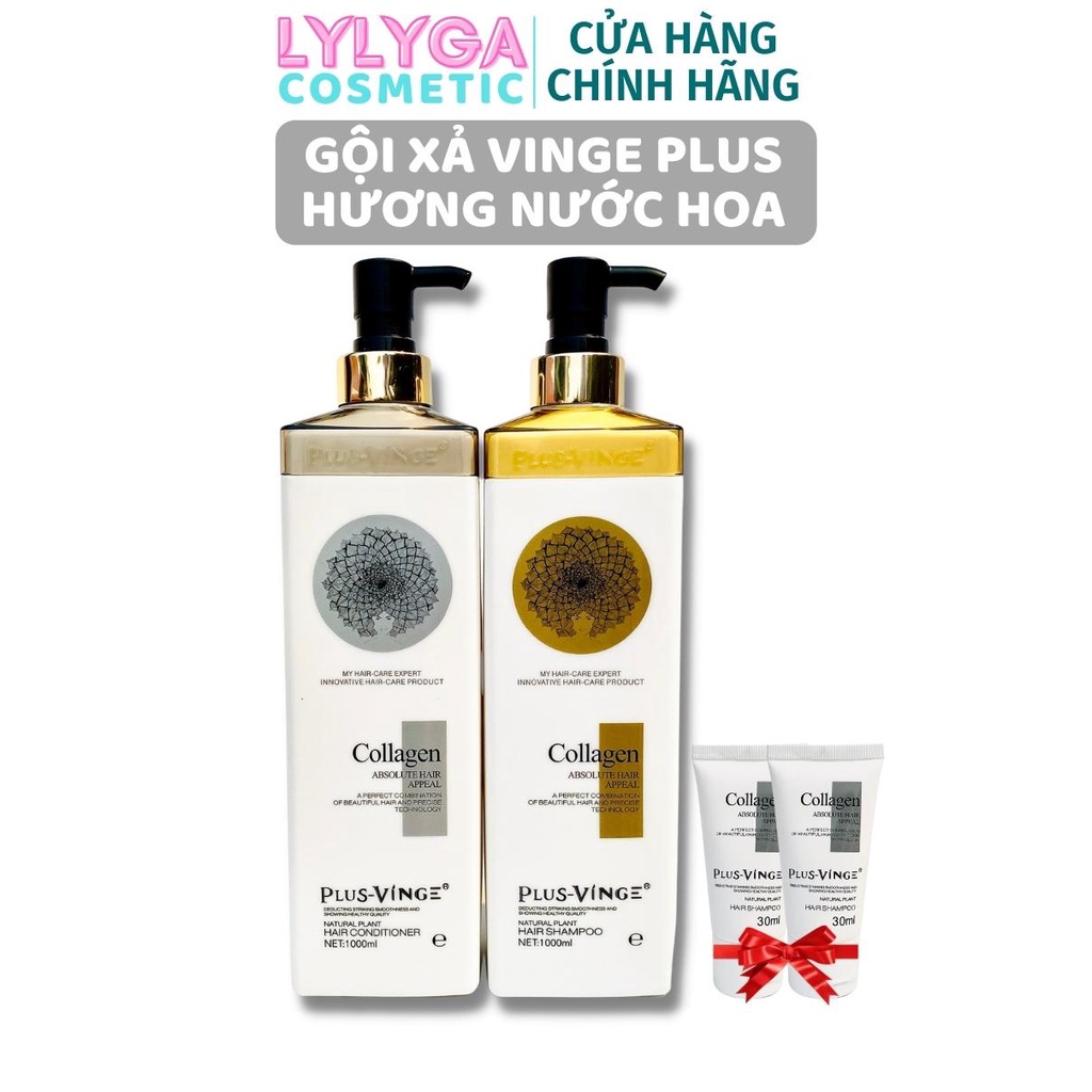 Dầu Xả Dầu Gội COLLAGEN VINGE PLUS 1000ML CHÍNH HÃNG - VINGER Plus Trắng Hương nước hoa phục hồi tóc hư tổn GX12