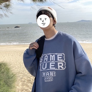 Áo sweater cổ tròn dáng rộng in chữ thiết kế mới thời trang mùa thu dành cho nam 2021