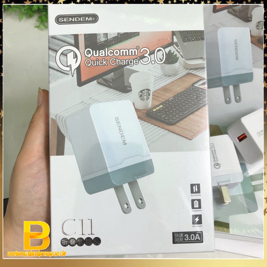 Cốc sạc nhanh Sendem Qualcomm Quick charge 3.0 chính hãng