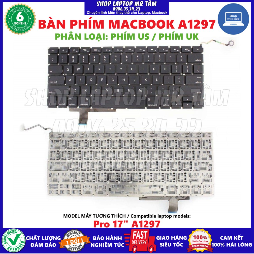 (KEYBOARD) BÀN PHÍM LAPTOP MACBOOK A1297 dùng cho Pro 17&quot; A1297