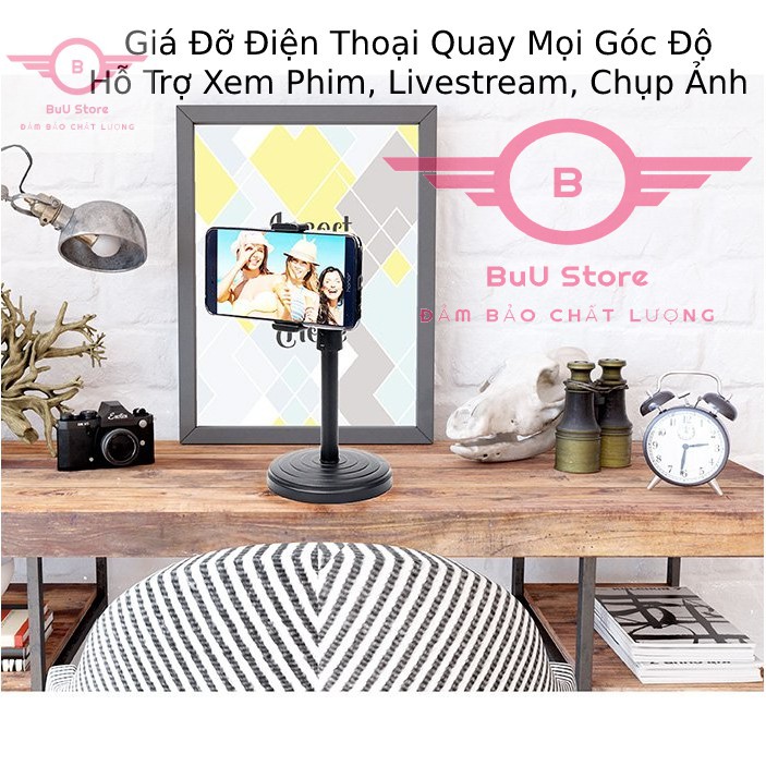 Giá đỡ điện thoại xem phim, livestream, ngồi học online để bàn có góc quay rộng, giá đỡ điện thoại nhỏ gọn tiện lợi