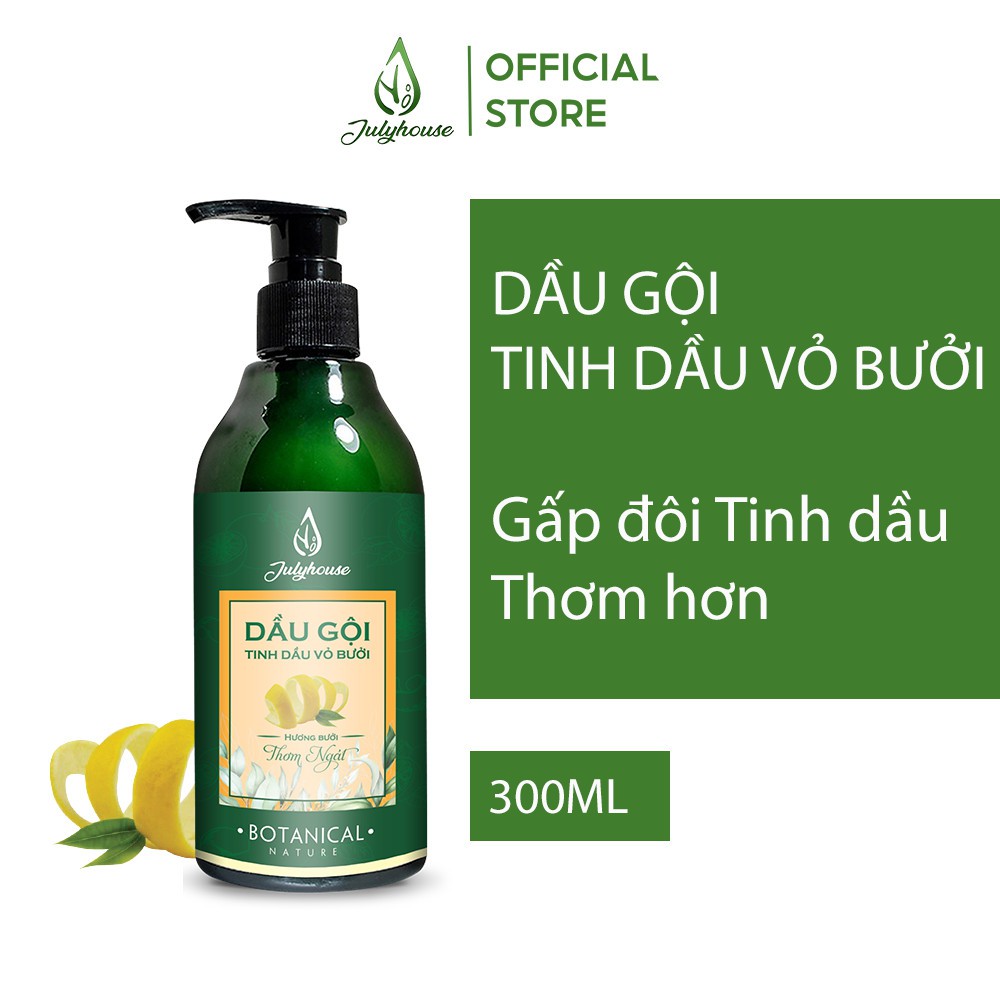 Dầu gội Bưởi bổ sung gấp đôi Tinh dầu Bưởi 300ml JULYHOUSE ngăn ngừa gãy rụng