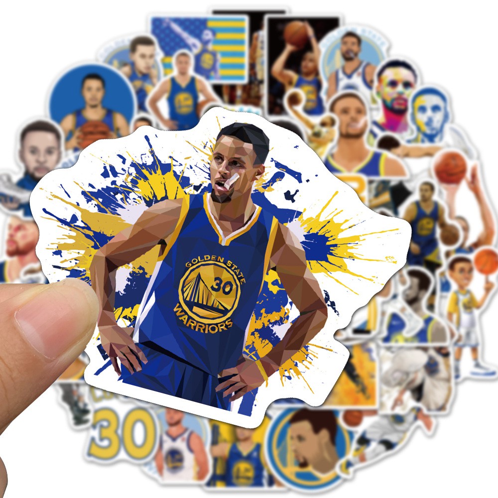 Bộ 50 Sticker Bóng Rổ NBA In Hình Kobe Curry James Kyrie Durant Decal Bóng Rổ Dán Điện Thoại Laptop Xe Mũ Bảo Hiểm