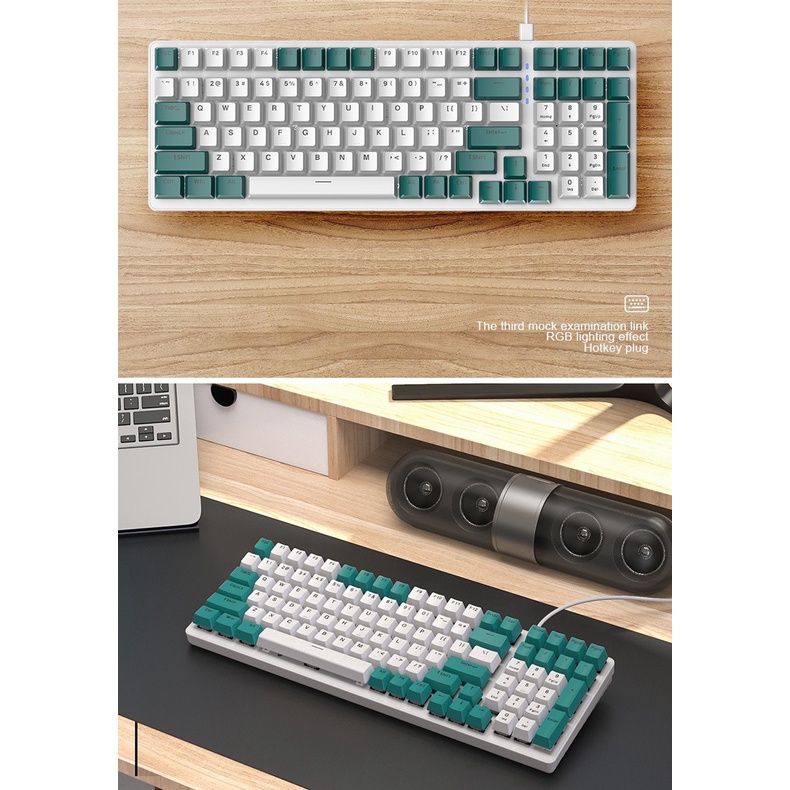 Hotswap Bàn Phím Cơ Cao Cấp Wolf K3 Layout 100 phím Led Rainbown 10 Chế Độ Văn Phòng Gaming Mới 2022