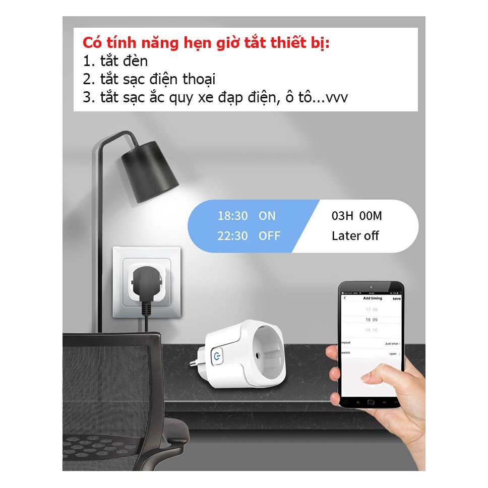 Ổ cắm điều khiển từ xa WiFi sử dụng App Tuya và Smartlife, công tắc wifi, công tắc hẹn giờ